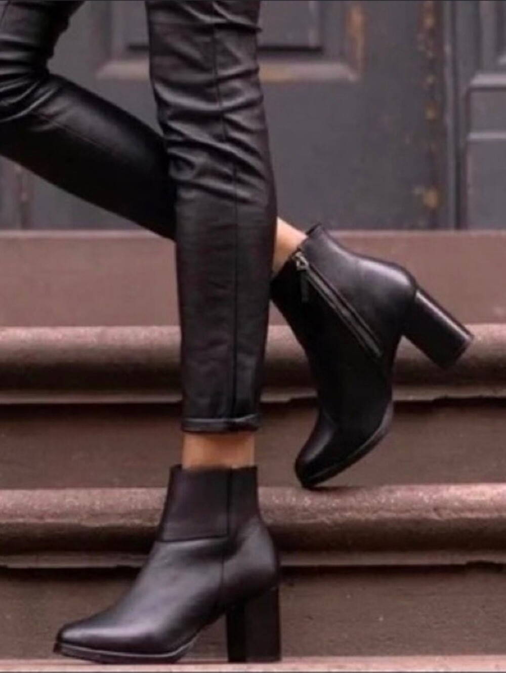 Black Leather Modern heeled ankle bootie from the Thursday Boot Company
